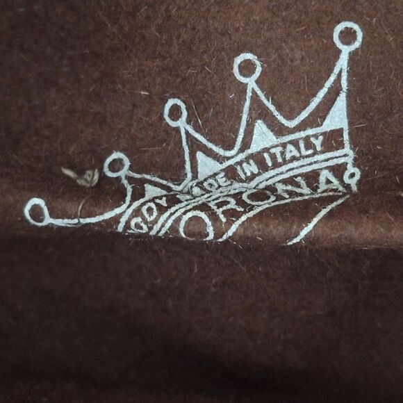 Vintage Made in Italy Wool Hat Elegant Rolled Brim Brown Fedora Corona Lou Fox - Picture 14 of 15